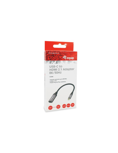Equip 133492 Adapter Kablowy 0,15 M Usb Type-C Hdmi Czarny, Szary