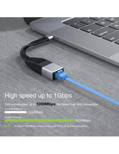 Techly Icoc Usbc-Rj45 Kabel Sieciowy Czarny 0,144 M