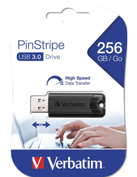 Verbatim Pinstripe Pamięć Usb 256 Gb Usb Typu-A 3.2 Gen 1 (3.1 Gen 1) Czarny