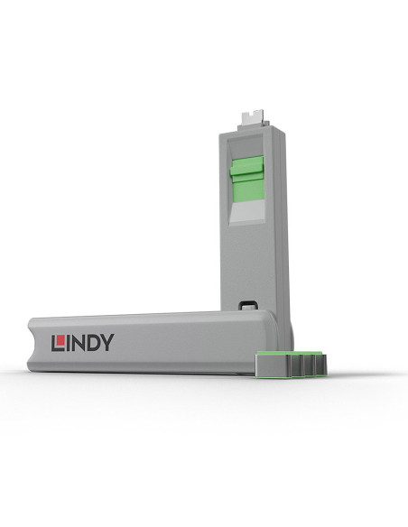 Lindy 40426 Bloker Portów Blokada Portu + Klucz Usb Type-C Zielony 5 Szt.