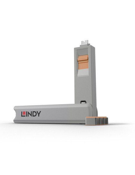 Lindy 40428 Bloker Portów Klucz Blokady Portu Usb Type-C Szary, Pomarańczowy 4 Szt.