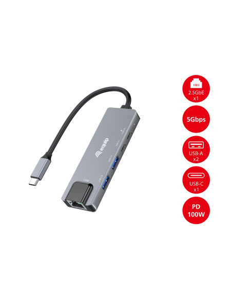 Equip 133496 Stacja Dokująca Przewodowa Usb 3.2 Gen 1 (3.1 Gen 1) Type-C Szary