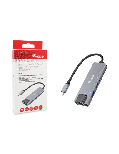 Equip 133496 Stacja Dokująca Przewodowa Usb 3.2 Gen 1 (3.1 Gen 1) Type-C Szary