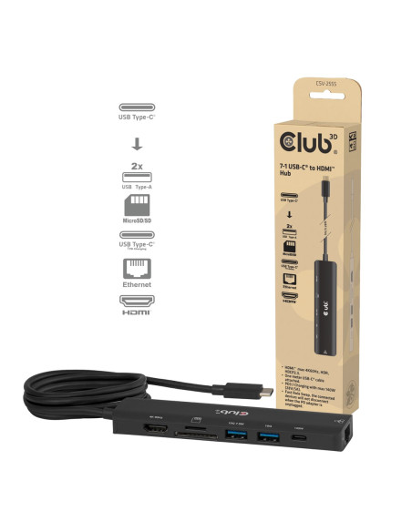 Club3D Csv-2555 Stacja Dokująca Przewodowa Czarny