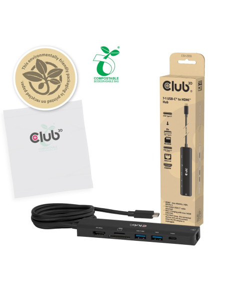 Club3D Csv-2555 Stacja Dokująca Przewodowa Czarny
