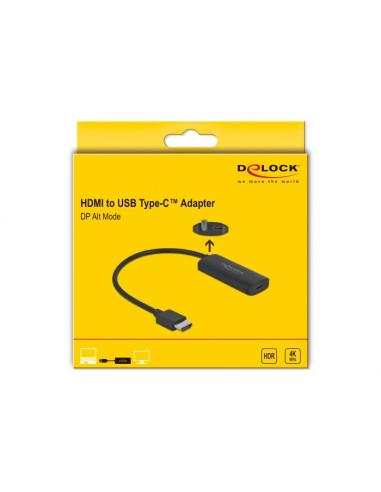 Delock Adapter Hdmi-A Męski   Usb Type-C Żeński Czarny