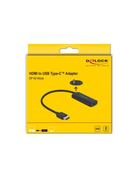 Delock Adapter Hdmi-A Męski   Usb Type-C Żeński Czarny