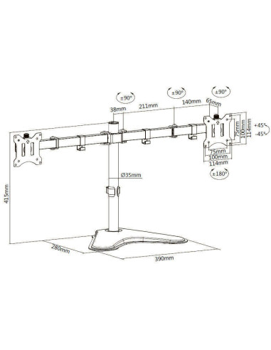 Equip 650123 Uchwyt / Stojak Do Monitorów 81,3 Cm (32") Biurko Czarny