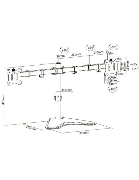 Equip 650123 Uchwyt / Stojak Do Monitorów 81,3 Cm (32") Biurko Czarny