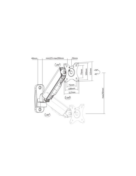 Equip 650136 Uchwyt / Stojak Do Monitorów 81,3 Cm (32") Ściana Czarny