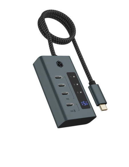 Icy Box Ib-Hub1454-C31 Usb 3.2 Gen 1 (3.1 Gen 1) Type-C 10000 Mbit/S Niebieski, Szary