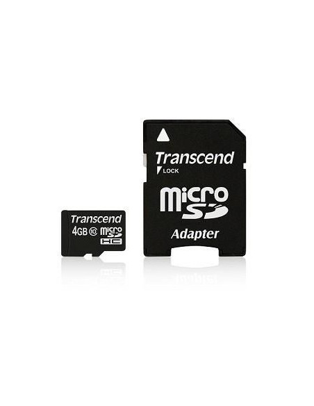 Sd Microsd Card   4Gb Transcend Sdhc Class10 W/Adapter