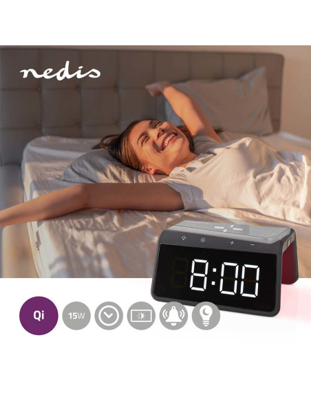 Nedis Wcacq30Bk Budzik Cyfrowy Budzik Czarny