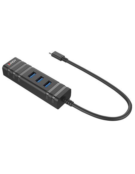 Lindy 43249 Huby I Koncentratory Usb 3.2 Gen 1 (3.1 Gen 1) Type-C 5000 Mbit/S Czarny