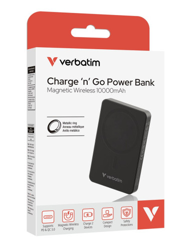 Verbatim Charge 'N' Go Essentials 10000 Mah Bezprzewodowe Ładowanie Czarny