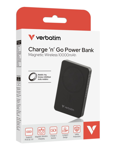 Verbatim Charge 'N' Go Essentials 10000 Mah Bezprzewodowe Ładowanie Czarny