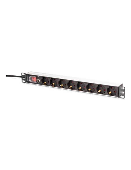 Digitus Dn-95436 Rozdzielacz Zasilania Pdu 8 X Gniazdo Sieciowe 1U Czarny, Srebrny
