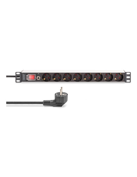 Digitus Dn-95436 Rozdzielacz Zasilania Pdu 8 X Gniazdo Sieciowe 1U Czarny, Srebrny