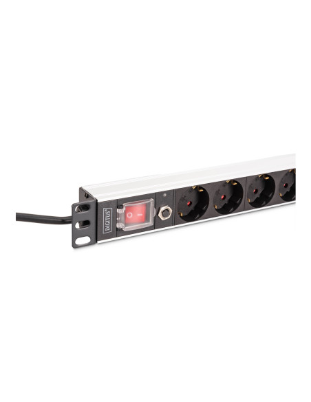 Digitus Dn-95436 Rozdzielacz Zasilania Pdu 8 X Gniazdo Sieciowe 1U Czarny, Srebrny