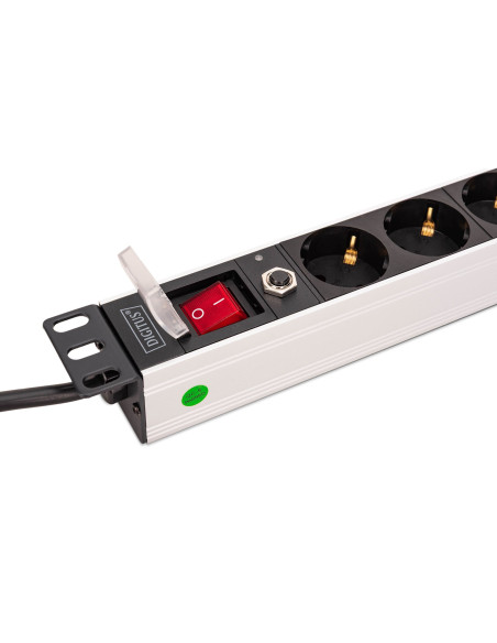 Digitus Dn-95436 Rozdzielacz Zasilania Pdu 8 X Gniazdo Sieciowe 1U Czarny, Srebrny