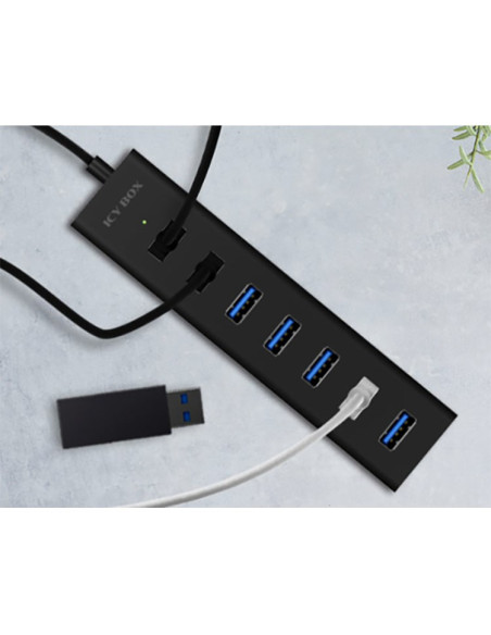 Icy Box Ib-Hub1700-U3 Usb 3.2 Gen 1 (3.1 Gen 1) Type-A 5000 Mbit/S Czarny