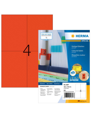 Herma 4397 Etykiet Do Nadruku Czerwony Samoprzylepne Etykiety Do Drukowania
