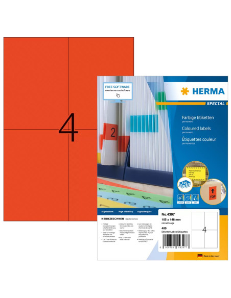 Herma 4397 Etykiet Do Nadruku Czerwony Samoprzylepne Etykiety Do Drukowania