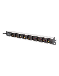 Digitus Dn-95437 Rozdzielacz Zasilania Pdu 9 X Gniazdo Sieciowe 1U Czarny, Srebrny