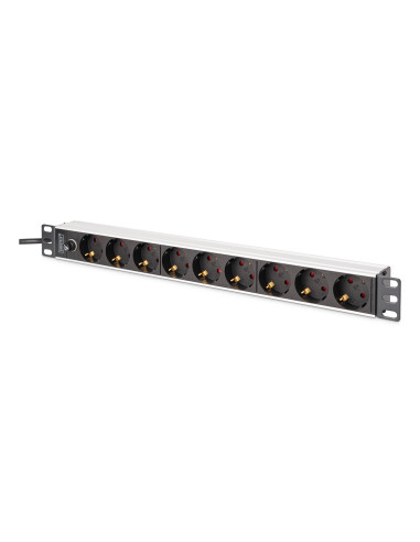 Digitus Dn-95437 Rozdzielacz Zasilania Pdu 9 X Gniazdo Sieciowe 1U Czarny, Srebrny