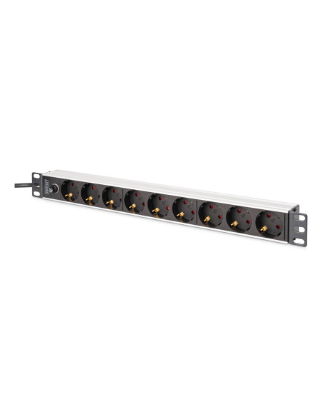 Digitus Dn-95437 Rozdzielacz Zasilania Pdu 9 X Gniazdo Sieciowe 1U Czarny, Srebrny