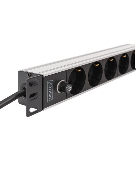 Digitus Dn-95437 Rozdzielacz Zasilania Pdu 9 X Gniazdo Sieciowe 1U Czarny, Srebrny
