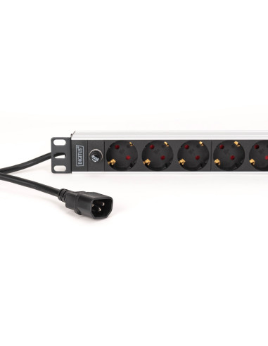 Digitus Dn-95437 Rozdzielacz Zasilania Pdu 9 X Gniazdo Sieciowe 1U Czarny, Srebrny