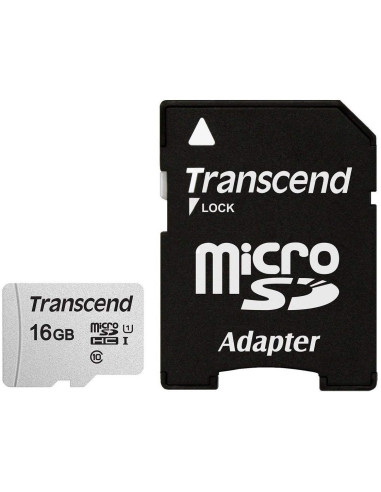 Sd Microsd Card  16Gb Transcend Sdhc Usd300S-A W/Adapter