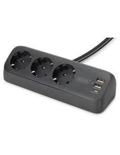 Digitus 3-Drożna Biurowa Listwa Zasilająca Z 2 Złączami Usb-A I 1 Złączem Usb-C, Czarna