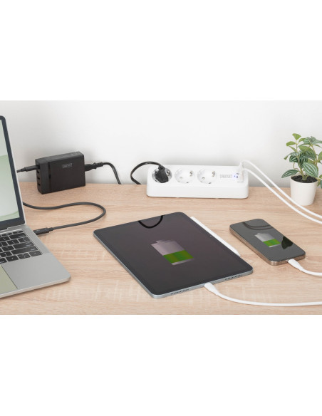 Digitus 3-Drożna Biurowa Listwa Zasilająca Z 2 Złączami Usb-A I 1 Złączem Usb-C, Biała