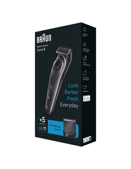 Braun Beardtrimmer 5 80708197 Trymer Do Brody Bateria 40 2 Cm Czarny