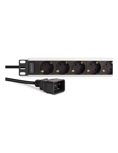 Digitus Dn-95440 Rozdzielacz Zasilania Pdu 9 X Gniazdo Sieciowe 1U Czarny, Srebrny