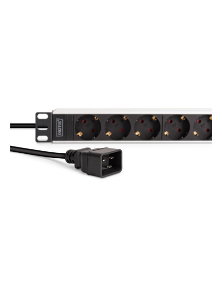 Digitus Dn-95440 Rozdzielacz Zasilania Pdu 9 X Gniazdo Sieciowe 1U Czarny, Srebrny