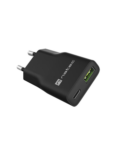 Natec Ładowarka Sieciowa Ribera Gan Slim 1X Usb-A + 1X Usb-C 20W Czarna