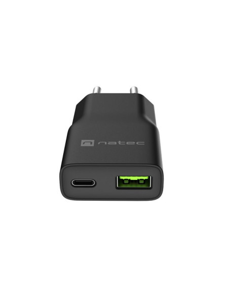 Natec Ładowarka Sieciowa Ribera Gan Slim 1X Usb-A + 1X Usb-C 20W Czarna