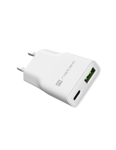 Natec Ładowarka Sieciowa Ribera Gan Slim Usb-A Usb-C 20W Biała