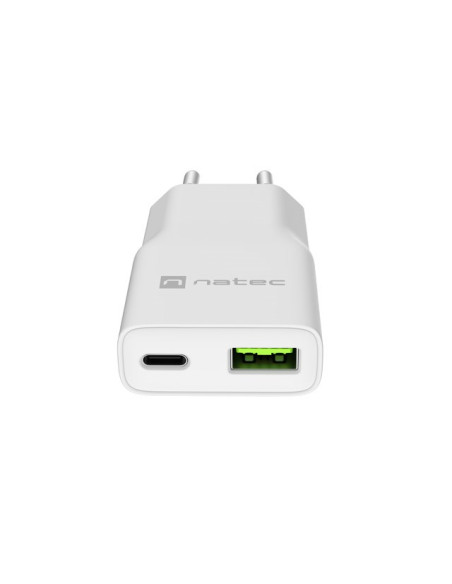 Natec Ładowarka Sieciowa Ribera Gan Slim Usb-A Usb-C 20W Biała