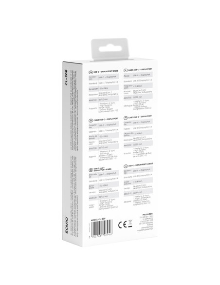 Savio Kabel Usb-C – Displayport 8K 2M 60Hz (Dsc) Cl-208