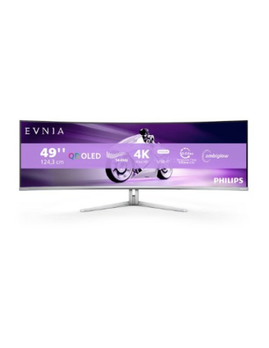 Philips Evnia 8000 49M2C8900L/00 Monitor Komputerowy 124,2 Cm (48.9") 5120 X 1440 Px Dual Qhd Qd-Oled Biały