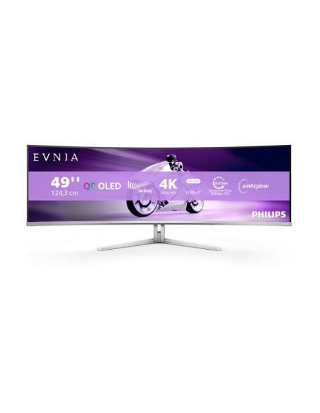 Philips Evnia 8000 49M2C8900L/00 Monitor Komputerowy 124,2 Cm (48.9") 5120 X 1440 Px Dual Qhd Qd-Oled Biały