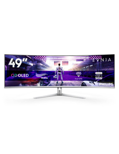 Philips Evnia 8000 49M2C8900L/00 Monitor Komputerowy 124,2 Cm (48.9") 5120 X 1440 Px Dual Qhd Qd-Oled Biały