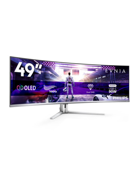 Philips Evnia 8000 49M2C8900L/00 Monitor Komputerowy 124,2 Cm (48.9") 5120 X 1440 Px Dual Qhd Qd-Oled Biały