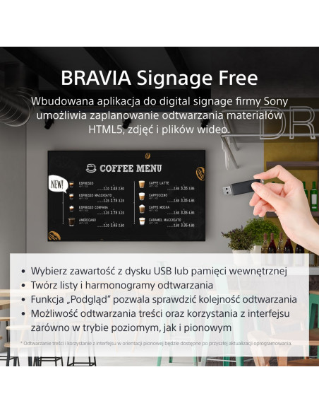 Sony Fw-43Ez20L Signage Display Płaski Panel Digital Signage 109,2 Cm (43") Led Wi-Fi 350 Cd/M2 4K Ultra Hd Czarny Android 16/7