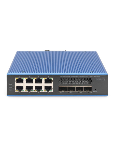 Przemysłowy Switch 8+4 10G Sfp Port L2+ Gigabit Ethernet 8 X Ge Rj45 + 4 X 10G Sfp Port