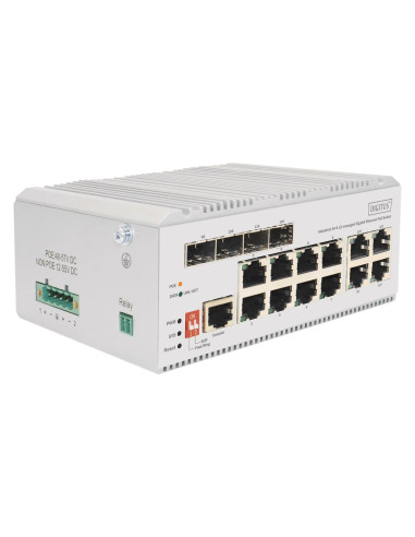 Digitus 8-Portowy Przełącznik Sieciowy Gigabit Ethernet Poe, Przemysłowy, Zarządzany L2, 4 Sfp Uplink